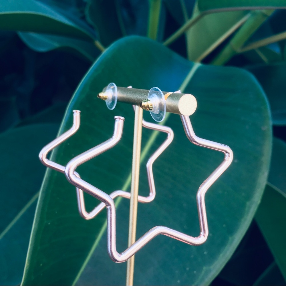 Pomina Star Hoop Earrings Gold Or Silver - Picture 2 of 6